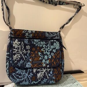 Vera Bradley Floral Crossbody Bag with Blue and Brown Pattern